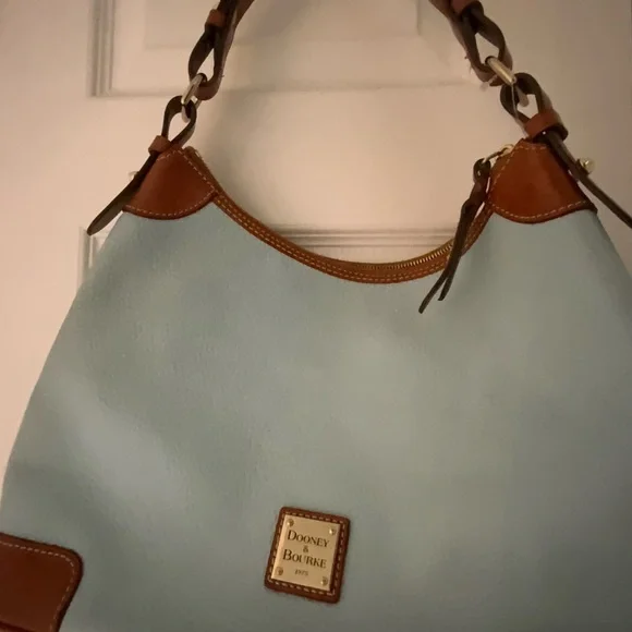 Dooney & Bourke Sky Blue and Tan Shoulder Bag - Picture 2 of 4